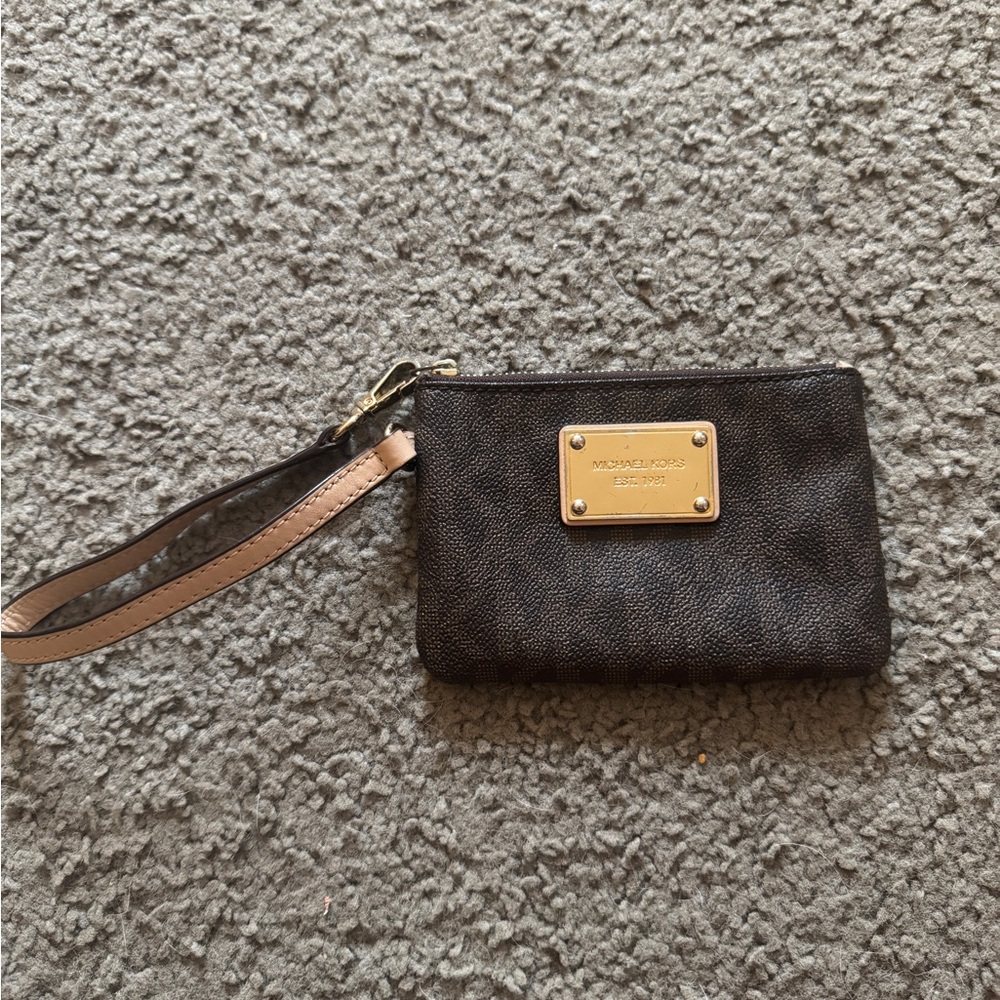 Michael Kors Black and Tan Wristlet